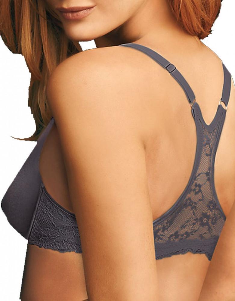 Steel Grey Front Maidenform One Fab Fit Front Closure Lace T-Back Bra - 07112