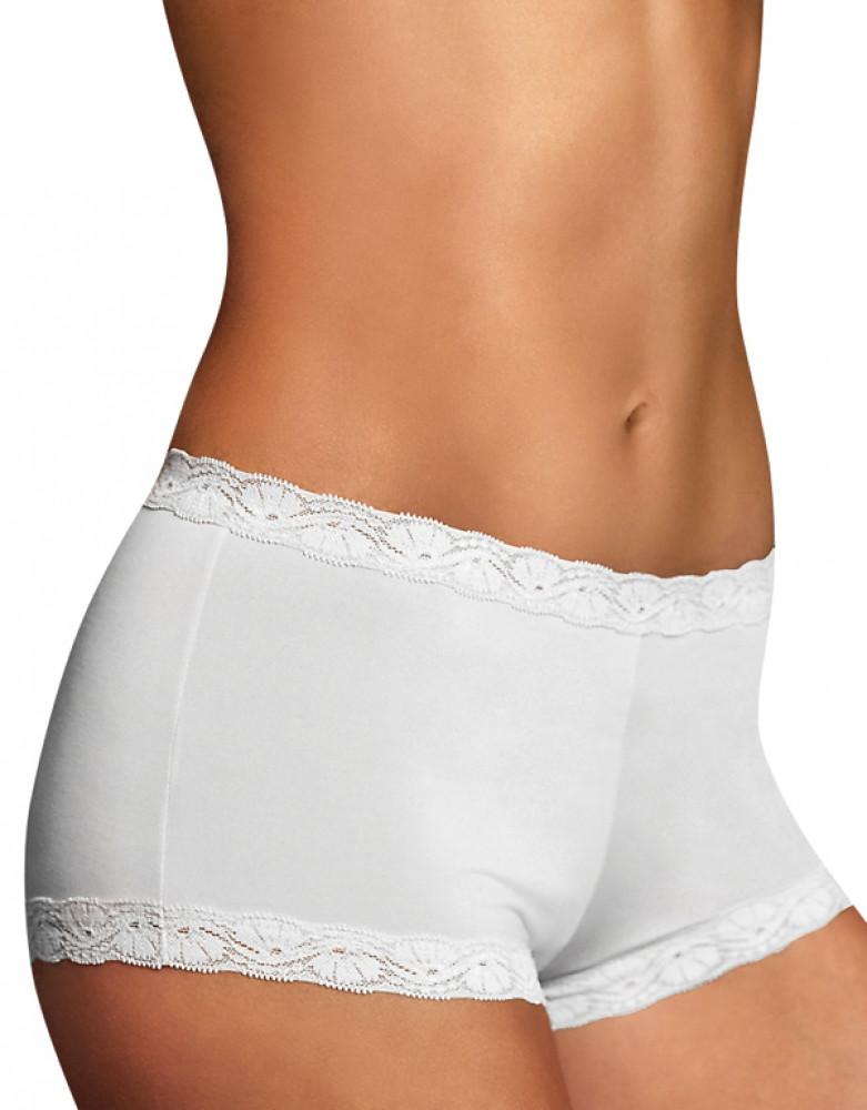 White Front Maidenform Microfiber and Lace Boyshort 40760