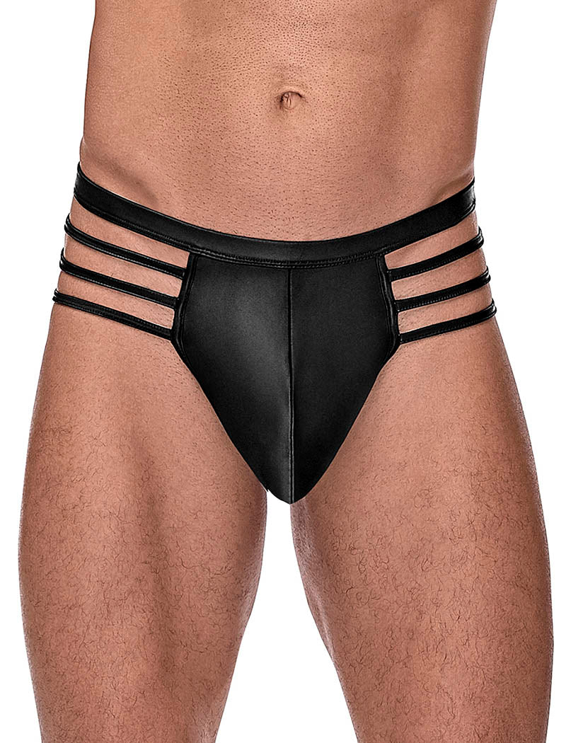 black front Male Power Matte Cage Thong 417-261