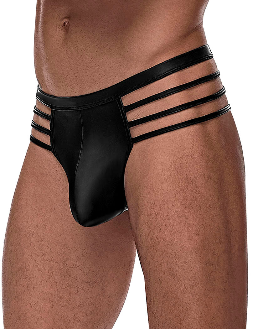 black side Male Power Matte Cage Thong 417-261
