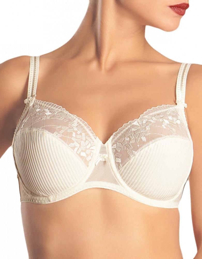 Ivory Front Chantelle Pont Neuf Underwire Ruffled Embroidered Mesh Bra 1381