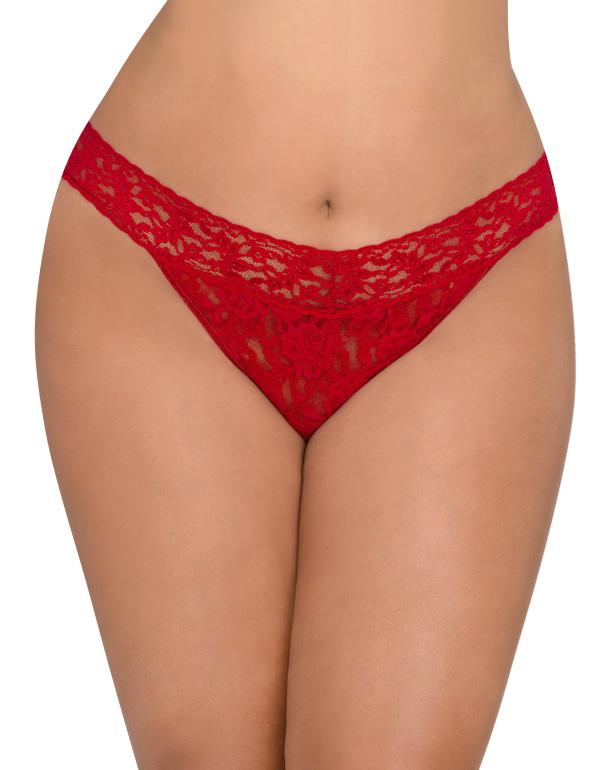 Red Front Hanky Panky Stretch Original Rise Lace Plus Size Thong Red