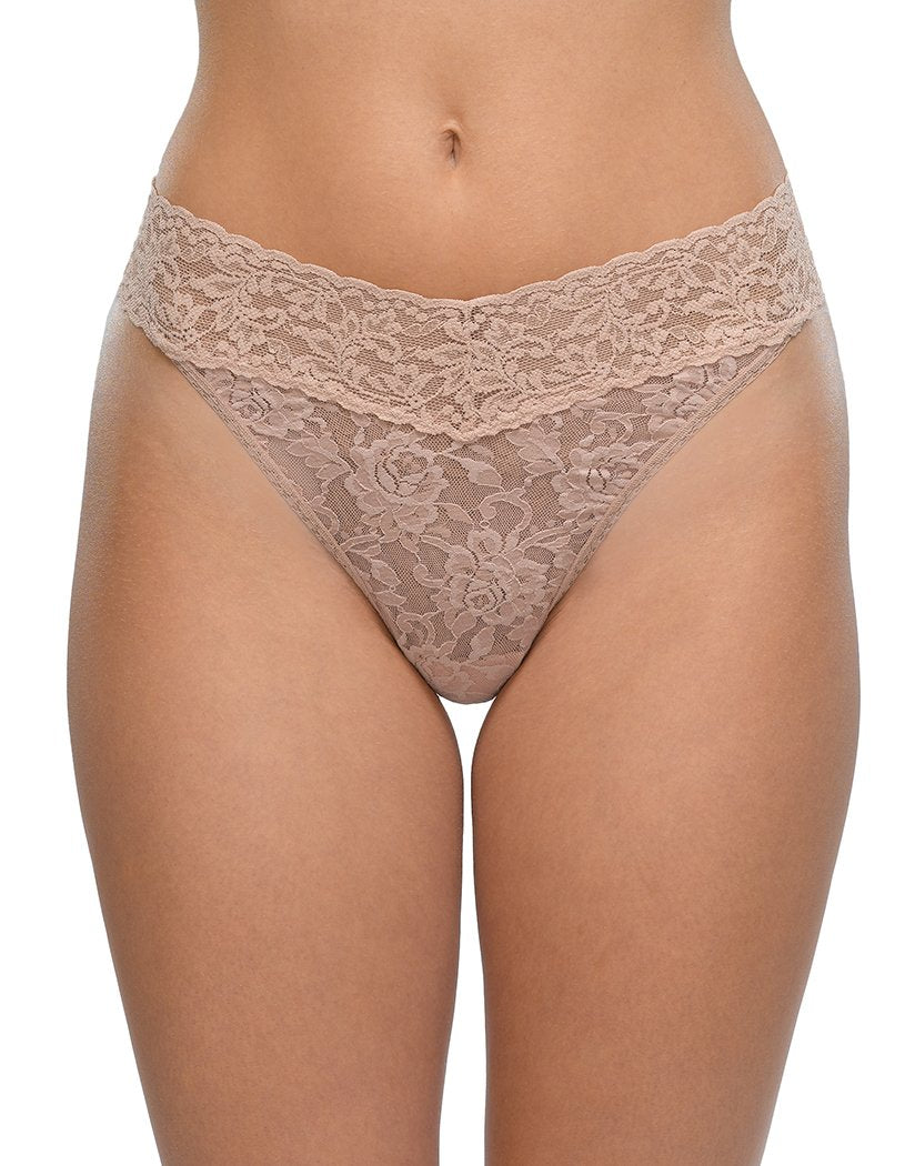 Taupe Front Hanky Panky Signature Lace Original Rise Thong Taupe 4811