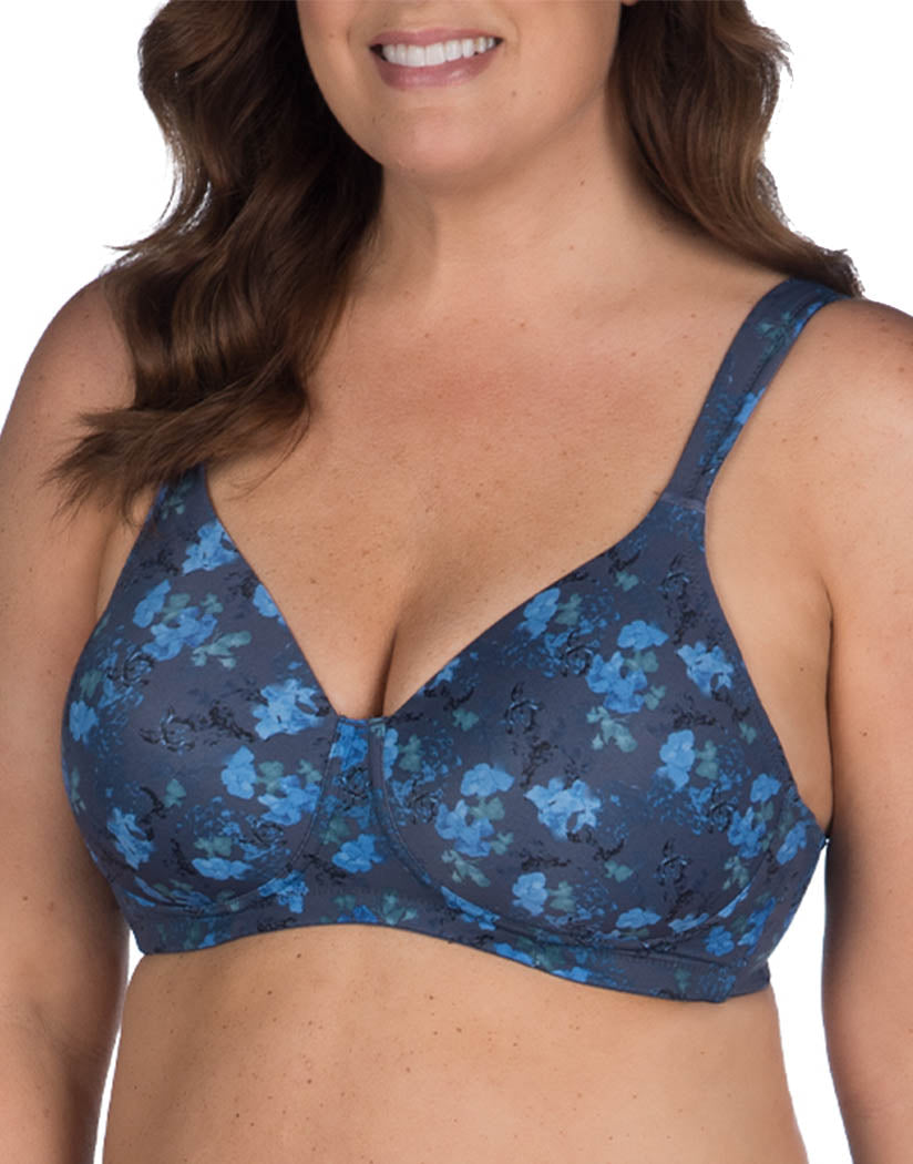 Blue Floral Front Leading Lady The Brigitte Full Coverage Wirefree Molded Padded Seamless Bra 5042