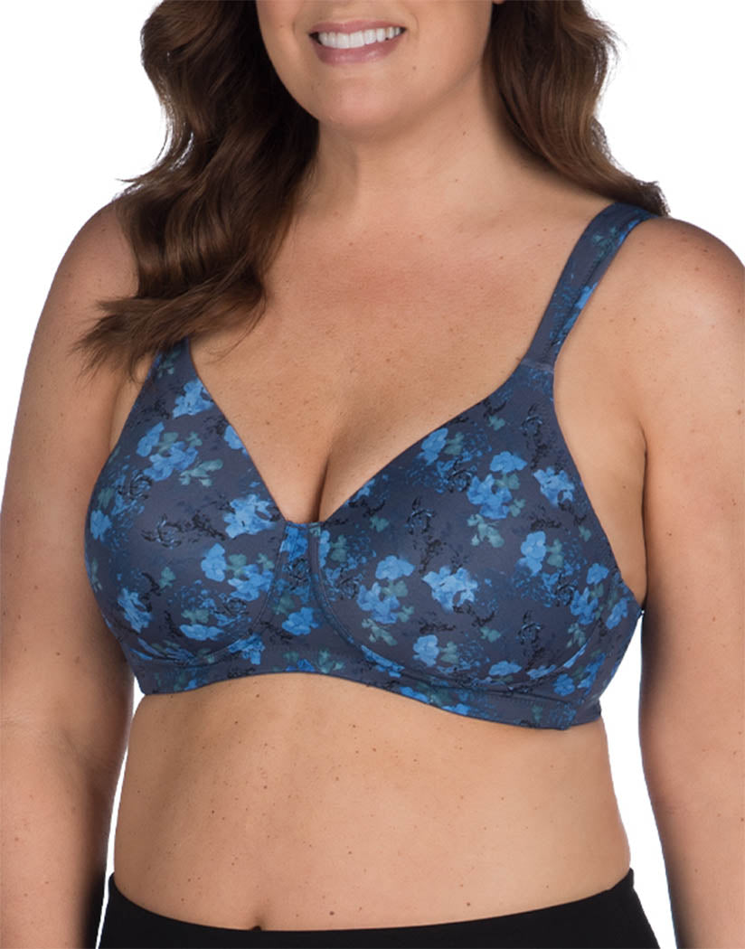 Blue Floral Front Leading Lady The Brigitte Full Coverage Underwire Molded Padded Seamless Bra Blue 5028