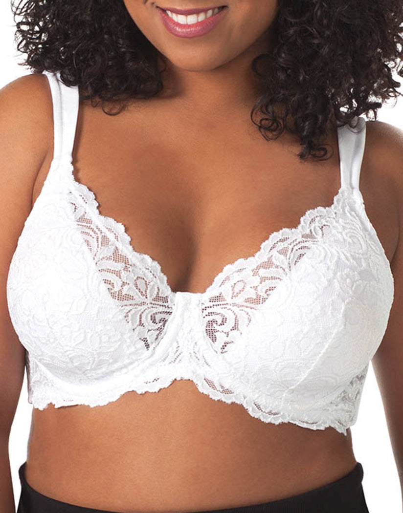 White Front Leading Lady Ava Scalloped Lace Underwire Full Figure Bra 5044