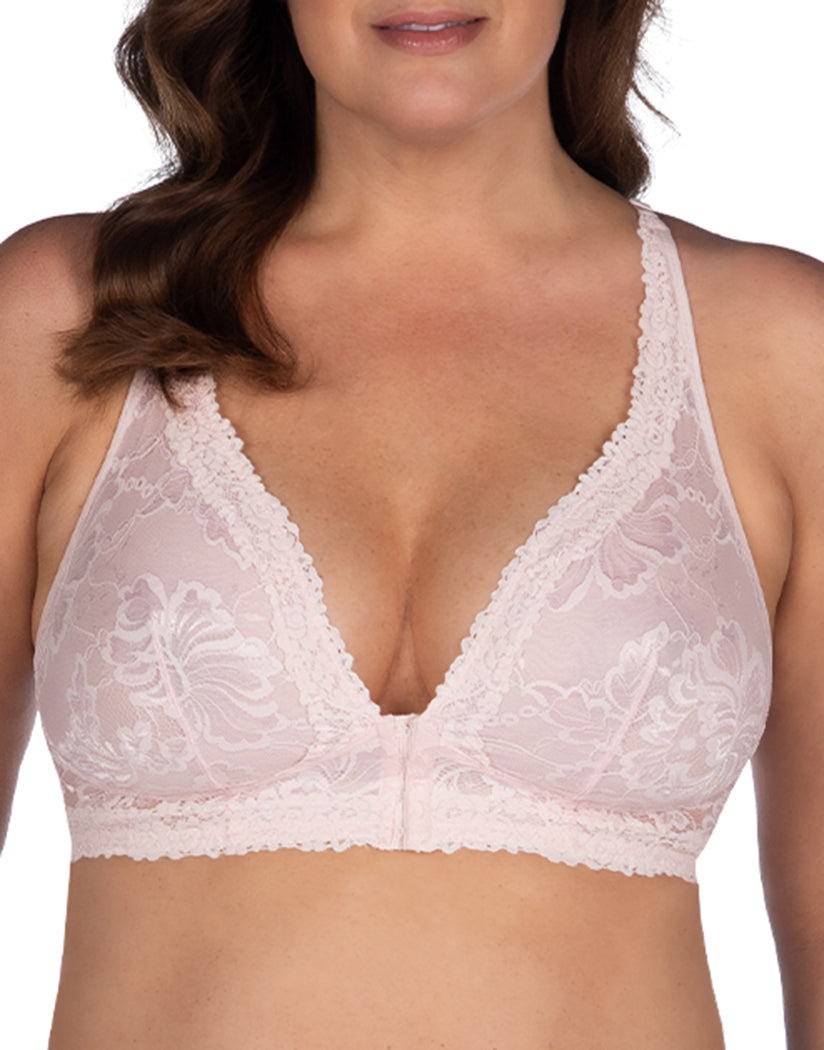 Pearl Pink Front Leading Lady Nola Lace Wirefree Front Closure Bralette 5071