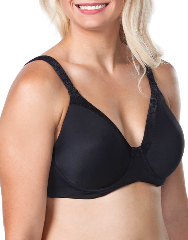 Black Front Leading Lady Luxe Body Underwire T-Shirt Bra- NEW 5210