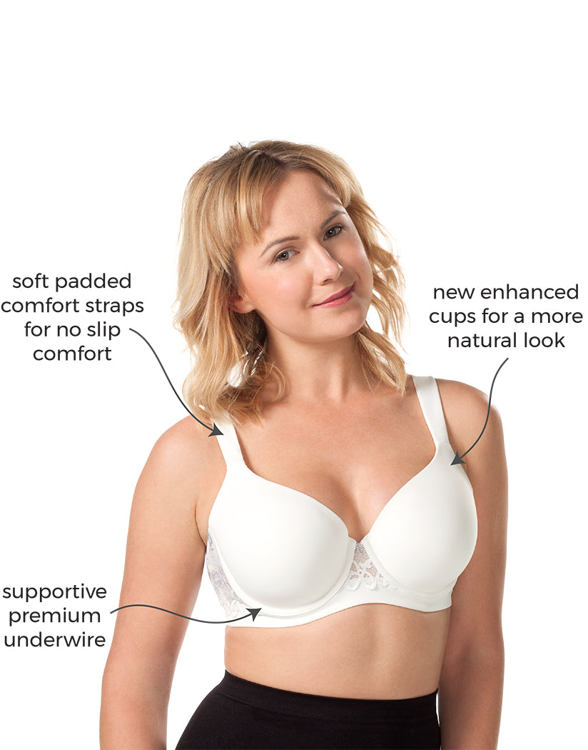 White Front Leading Lady Brigitte Lace Underwire Padded Comfort Bra White 5214