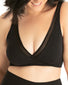 Black Onyx Front Leading Lady The Charlene Seamless Comfort Cross-Over Bralette With Mesh Trim 5511