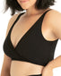 Black Onyx Side Leading Lady The Charlene Seamless Comfort Cross-Over Bralette With Mesh Trim 5511