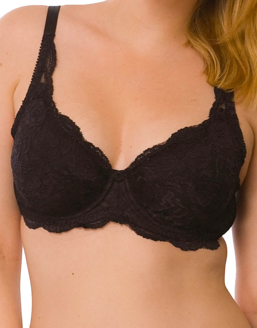 Black Front QT Intimates All Over The Lace Unlined Bra 5554Q