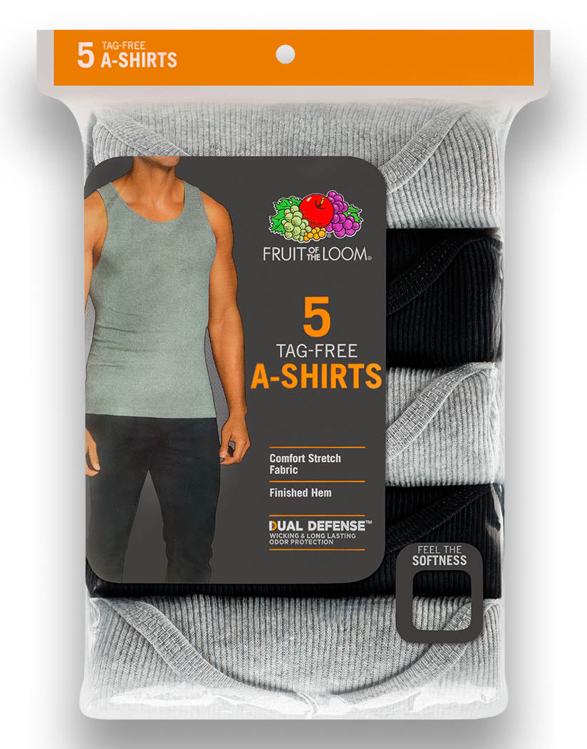 Black/Grey Front Fruit of the Loom 5-Pack Black/Grey A-Shirt 5P260TG