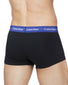 Black Bodies with Tomato/ Soft Grape/ Prepster Blue Back Calvin Klein Cotton Stretch 3-Pack Trunk NB2614