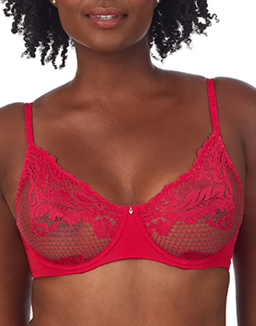 Bright Pink Front Le Mystere Lace Allure Unlined Bra 8246