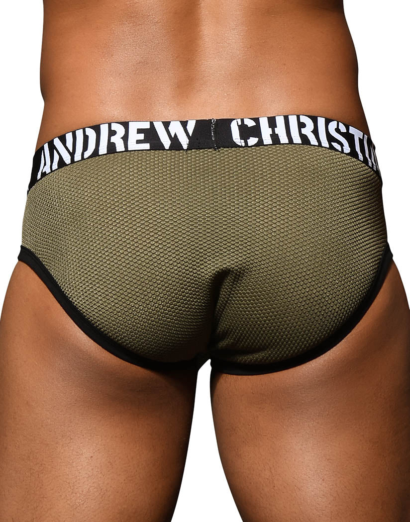Olive Green Back Andrew Christian Military Mesh Almost Naked Brief 92594