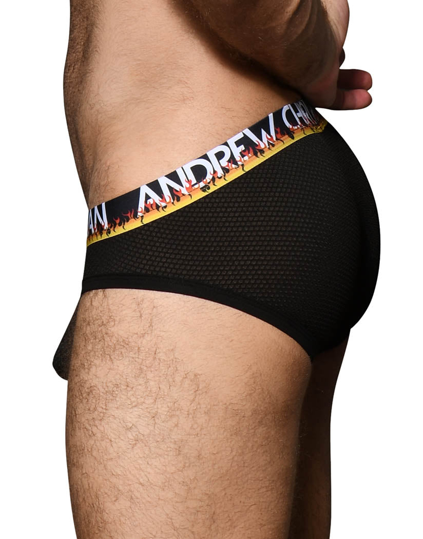 Black Side Andrew Christian Flames Mesh Brief w/ Almost Naked 92682