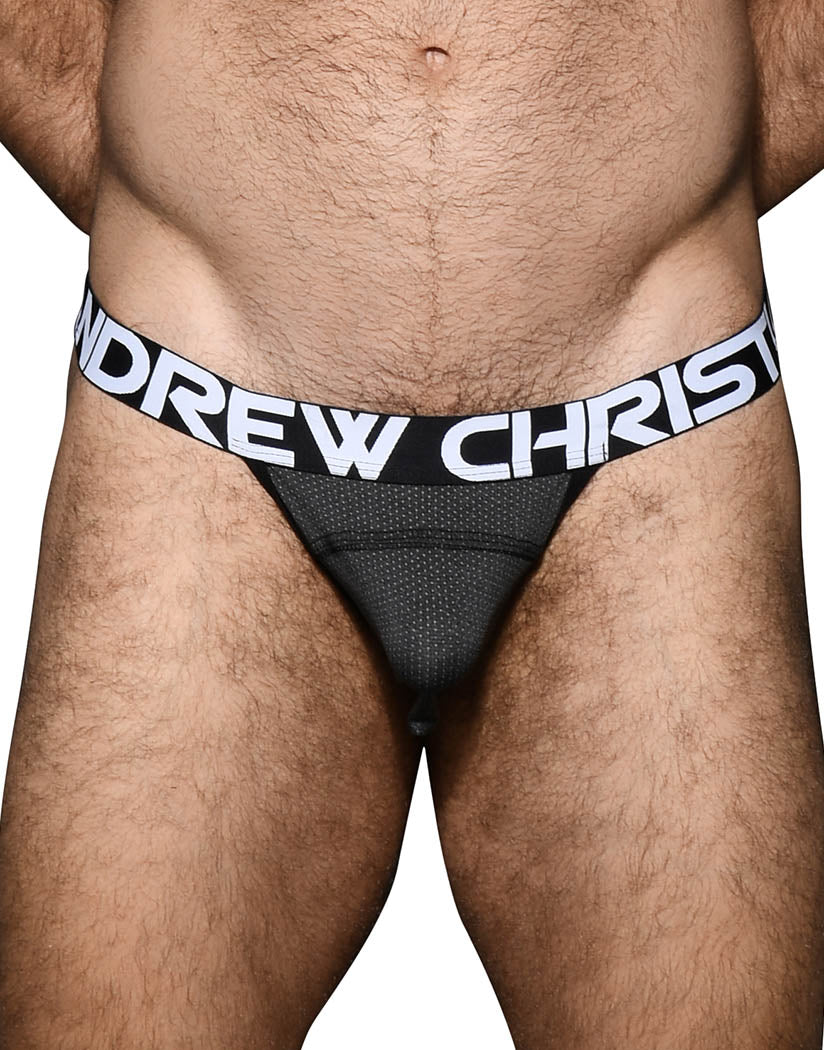 Charcoal Front Andrew Christian Active Sports Jock w/ Almost Naked 92698