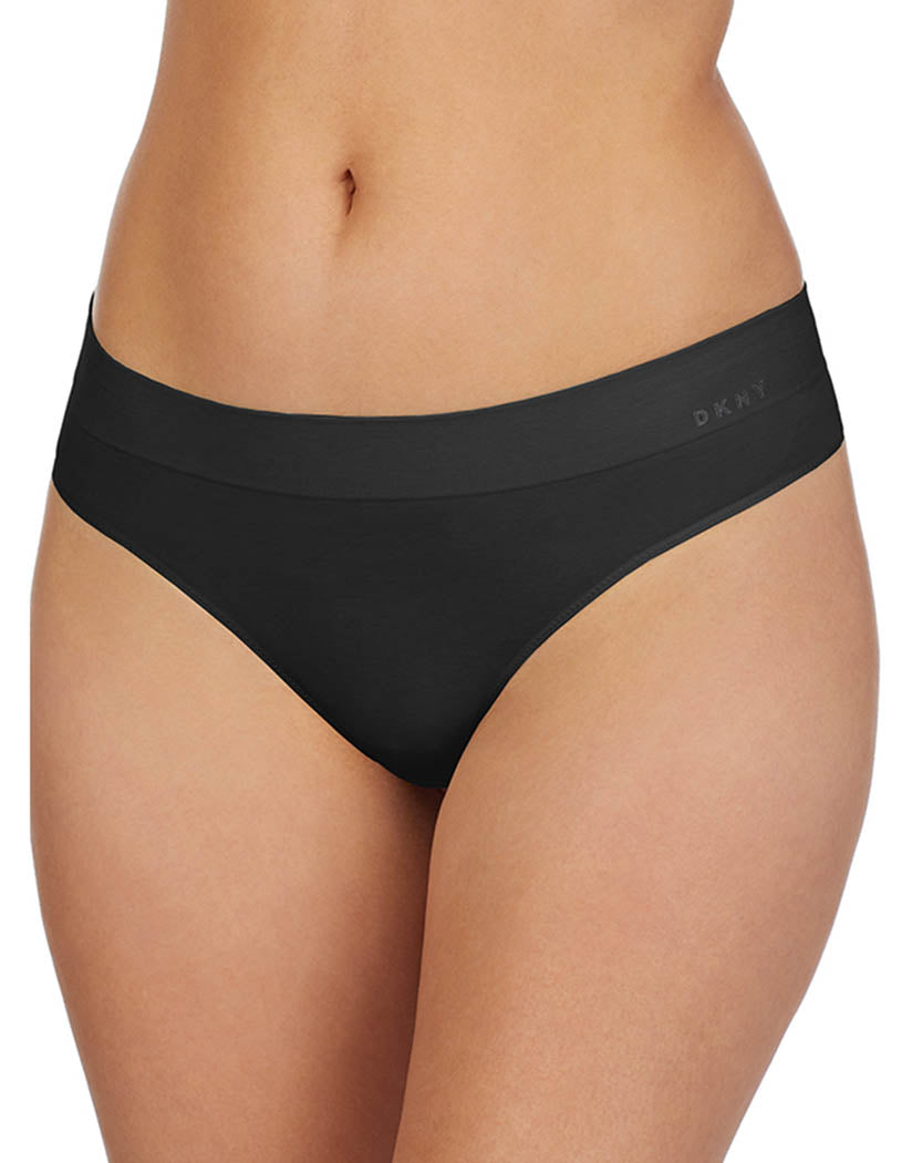 Black Front DKNY Seamless Litewear Solid Thong DK5016