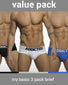 Black/Blue/White Front Addicted My Basic 3 Pack Brief AD420P