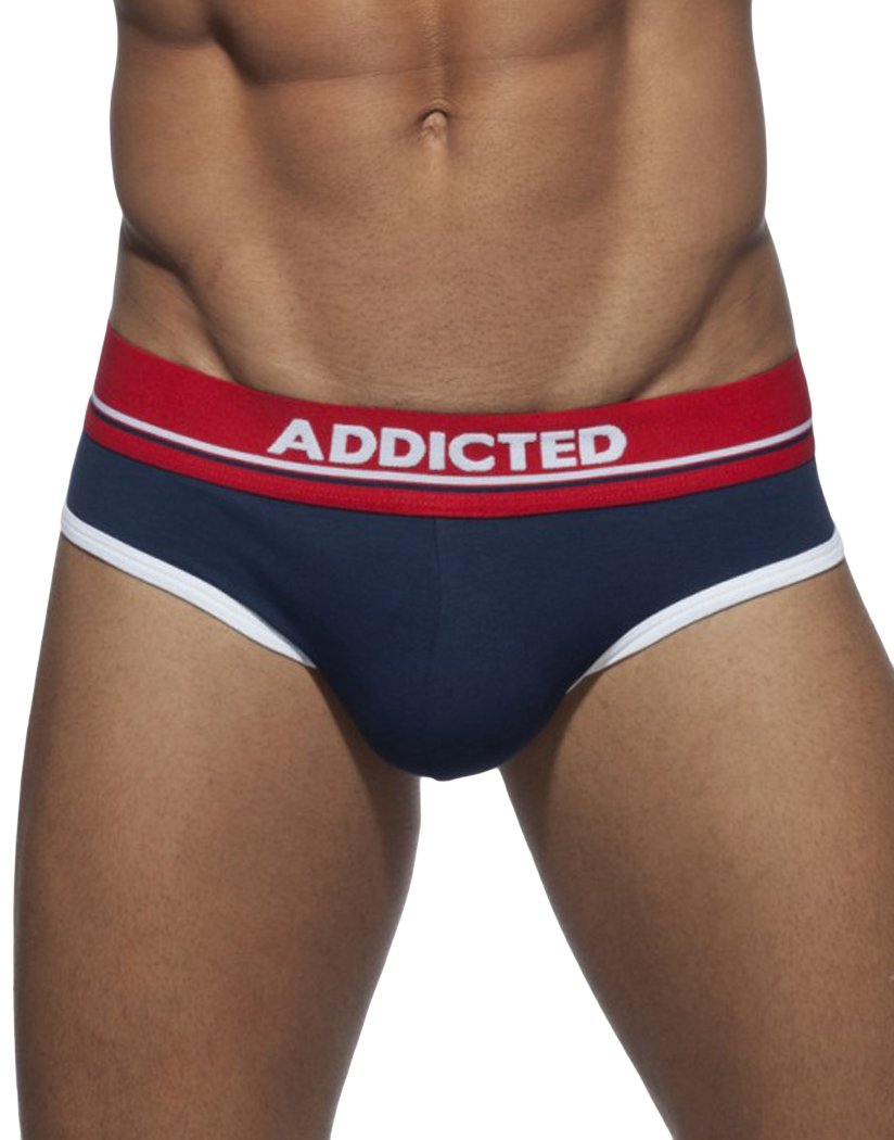 Navy Front Addicted Curve Cotton Brief AD727