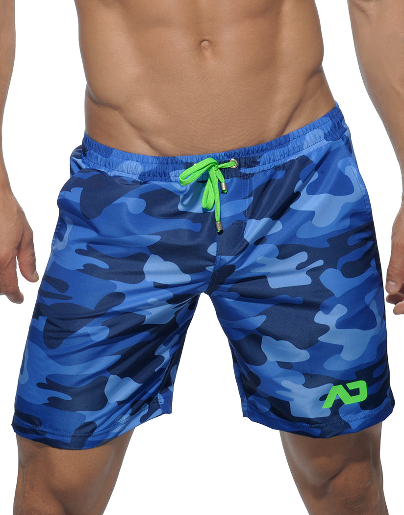 Navy Front Addicted Men's Camouflage Long Swim Short ADS095