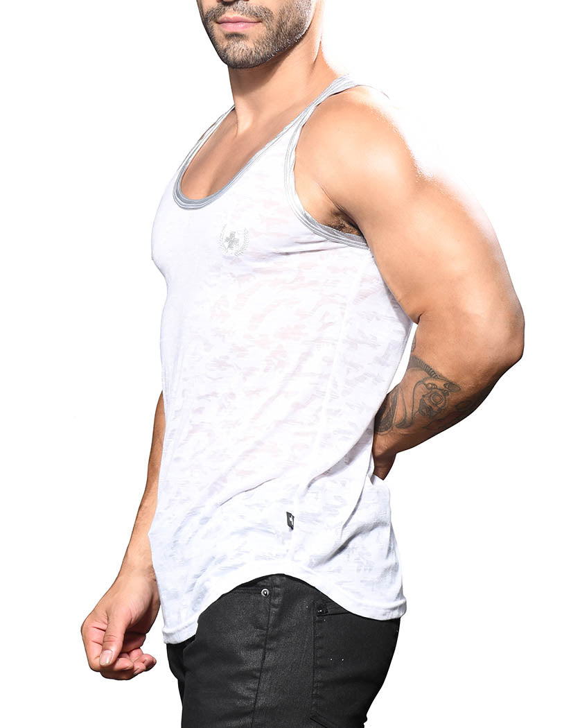 White Side Andrew Christian Camouflage Burnout Tank 2857