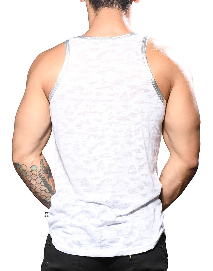White Back Andrew Christian Camouflage Burnout Tank 2857