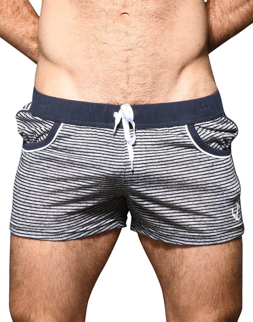 Navy/White Stripes Front  Andrew Christian Anchor Shorts 6665