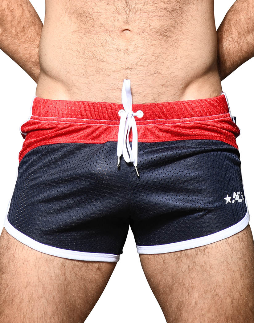 Navy/Red Front Andrew Christian Sporty Mesh Shorts 6668