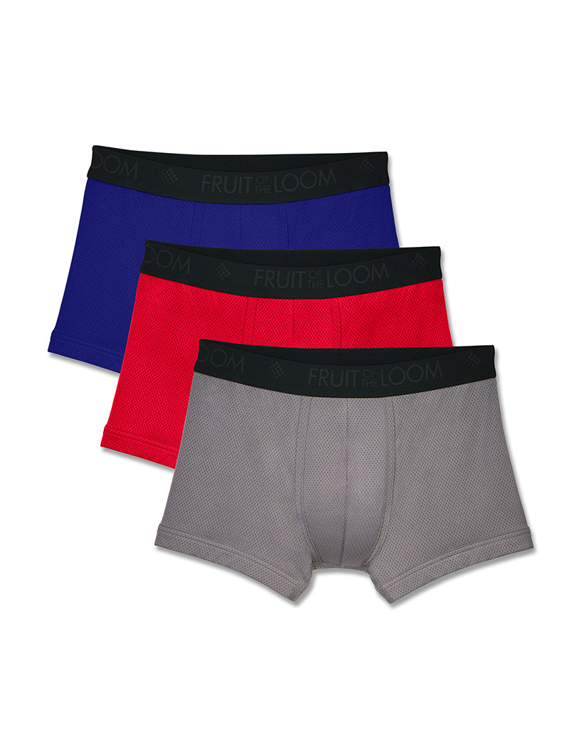 Assorted Front Fruit of The Loom 3 Pack Breathable Lightweight Mircro Mesh Short Leg Boxer Brief BW3SL7C