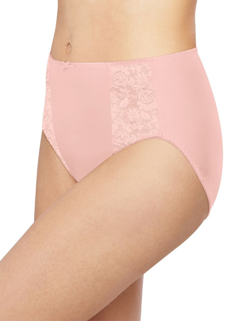 Blushing Pink Front Bali Double Support Moisture Wicking No Show Hi Cut Brief Panty DFDBHC