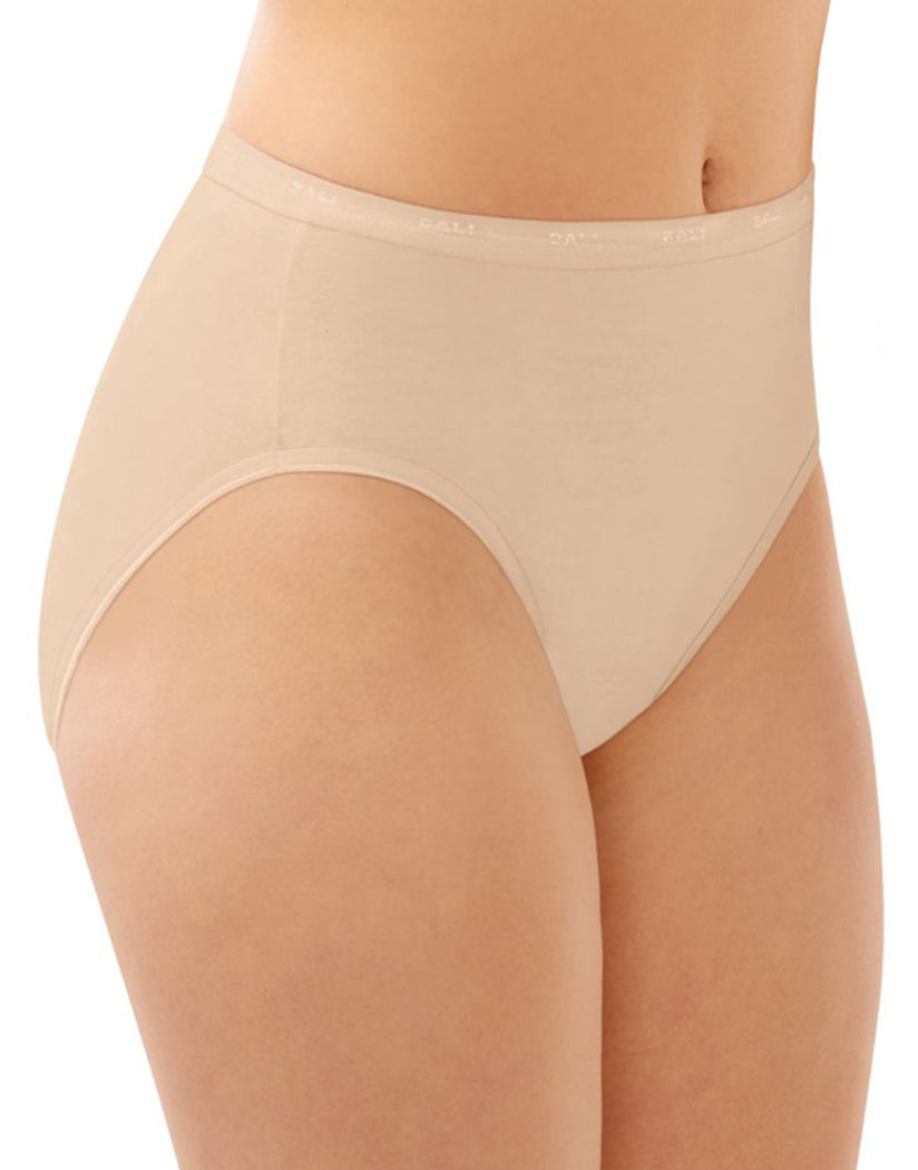 Soft Taupe Front Bali Full-Cut Fit Cotton Stretch Hi-Cut Brief Panty DFFF62