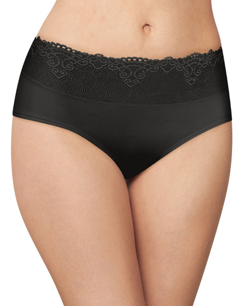 Black Lace Front Bali Passion for Comfort Lace No Show Hipster Panty DFPC63