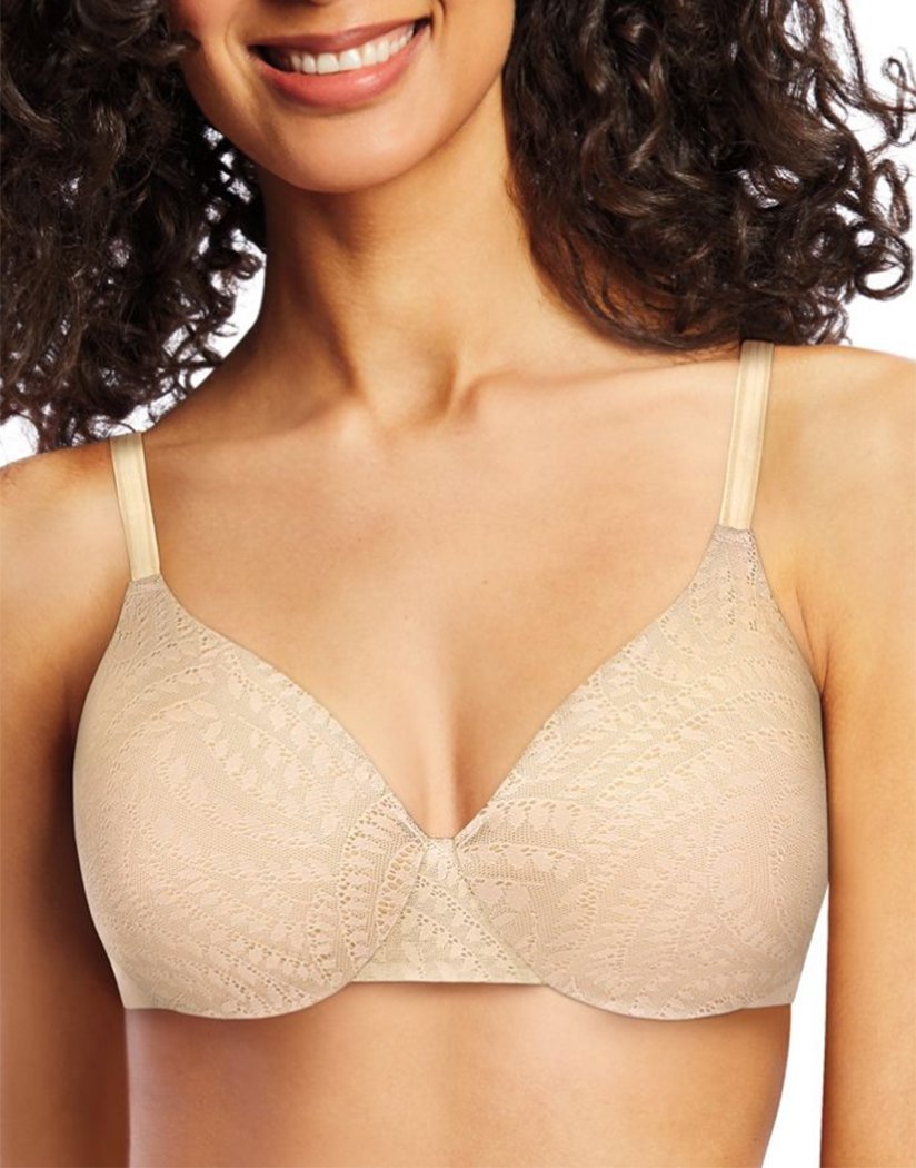 Pearl/Paris Nude Lace Front Bali One Smooth U Smoothing & Concealing Underwire Bra 3W11