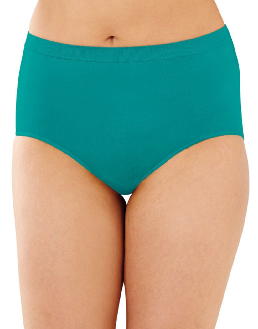 Teal/White/Coral Punch Dot Front Bali Comfort Revolution Microfiber Seamless No Show Brief Panty 3 Pack AK88