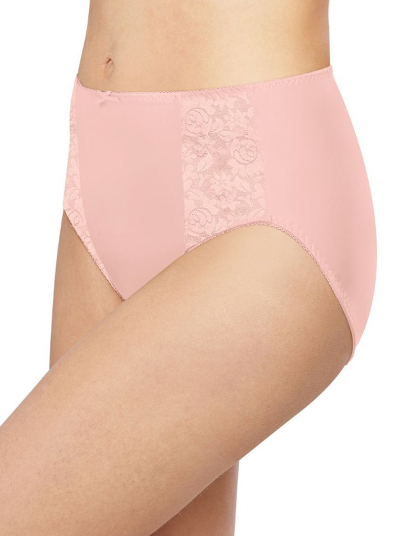 Soft Taupe/Light Beige/Blushing Pink Front Bali Double Support Moisture Wicking No Show Hi Cut Brief Panty 3 Pack DFDBH3