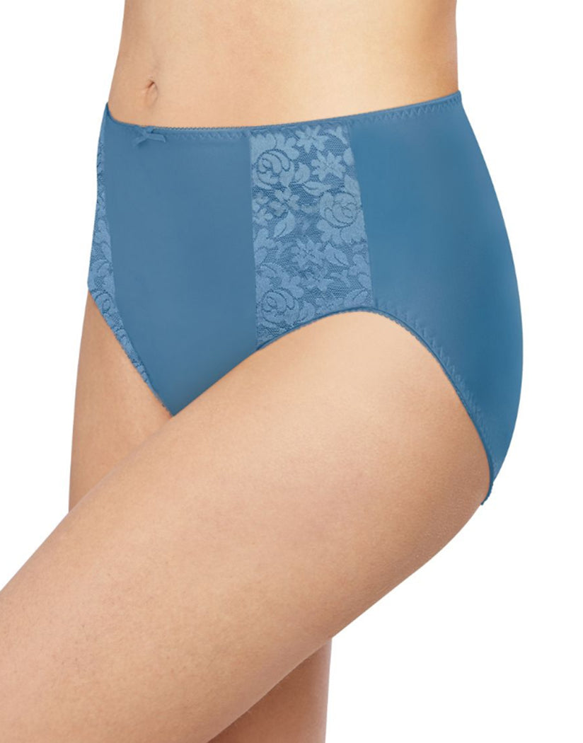 White/In the Navy/Lavender Moon Front Bali Double Support Moisture Wicking No Show Hi Cut Brief Panty 3 Pack DFDBH3