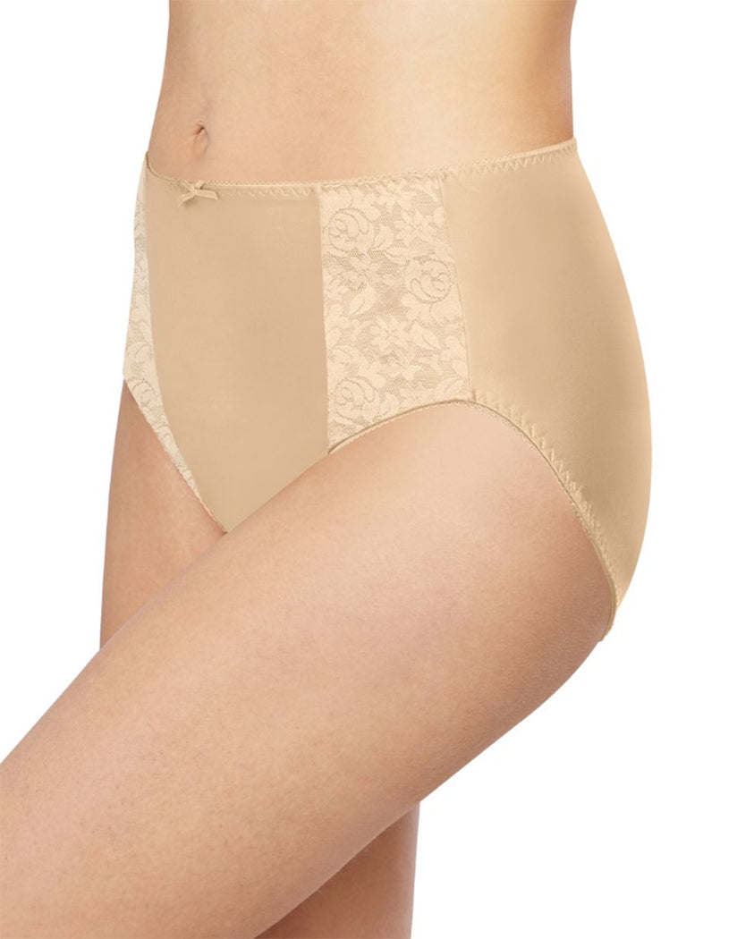 Light Beige Front Bali Double Support Moisture Wicking No Show Hi Cut Brief Panty DFDBHC