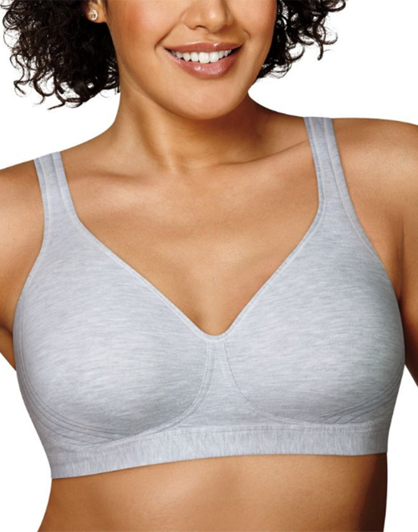 Grey Heather Front Playtex 18 Hour Cotton Stretch Ultimate Lift & Support Wirefree Bra US474C