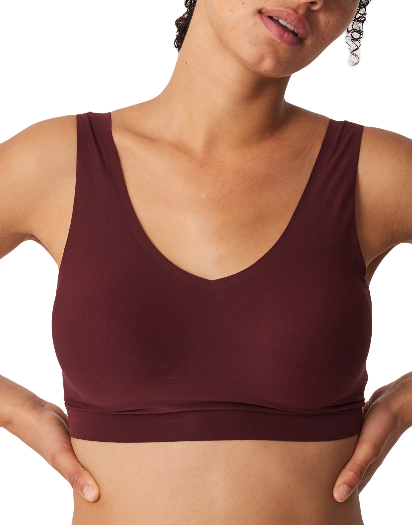 Wine Front Chantelle Soft Stretch Padded V-Neck Bra Wine 16A1