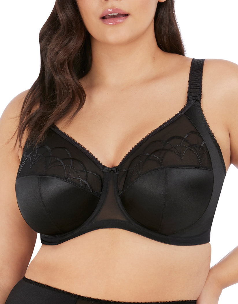 Black Front Elomi Cate Full Cup Full Figure Underwire Banded Bra Black EL4030