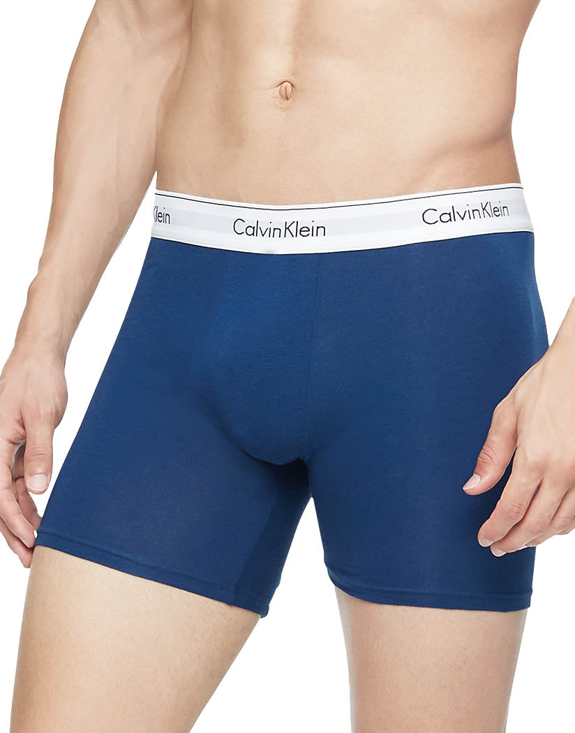 Lake Crest Blue/ Grey Heather/ Tapestry Teal Front Calvin Klein Modern Cotton Stretch Boxer Brief 3-Pack NB2381
