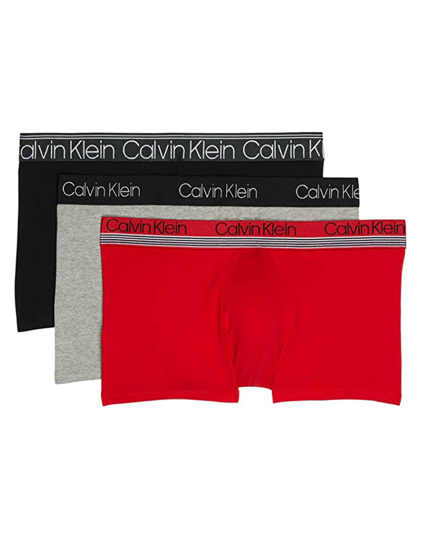 Black/ Grey Heather/ Blush Red Flat Calvin Klein 3-Pack Stay Cool/ Stay Fresh Trunk NB2729