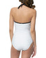 Soft White Paradise Palm Back Calvin Klein Swim V Wire Bandeau Halter 1pc with Removable Cups CG9MK712