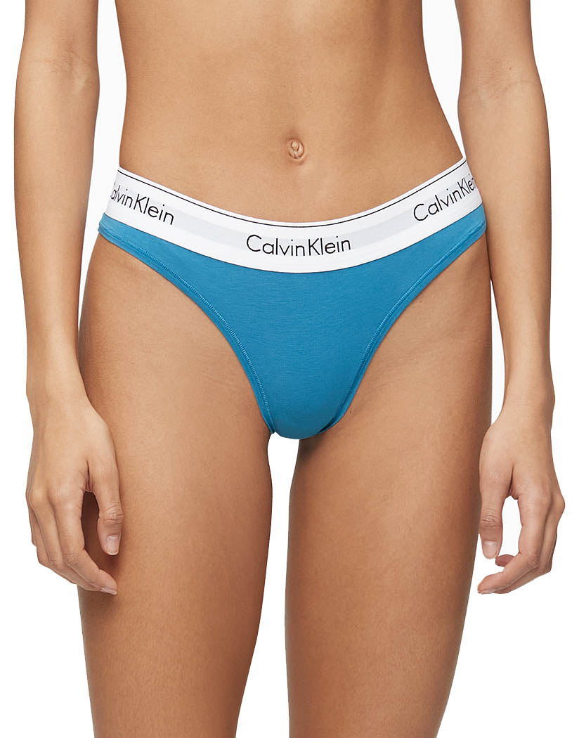 Tapestry Teal Front Calvin Klein Modern Cotton Thong Tapestry Teal F3786