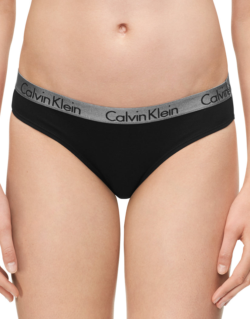 Black Front Calvin Klein Women Radiant Cotton Low Rise Bikini Panty QD3540