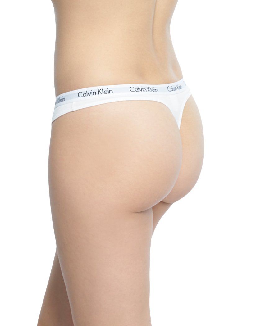 Black/White/Grey Back Calvin Klein Women 3-Pack Carousel Low Rise Breathable Cotton Stretch Thong Black/White/Grey QD3587