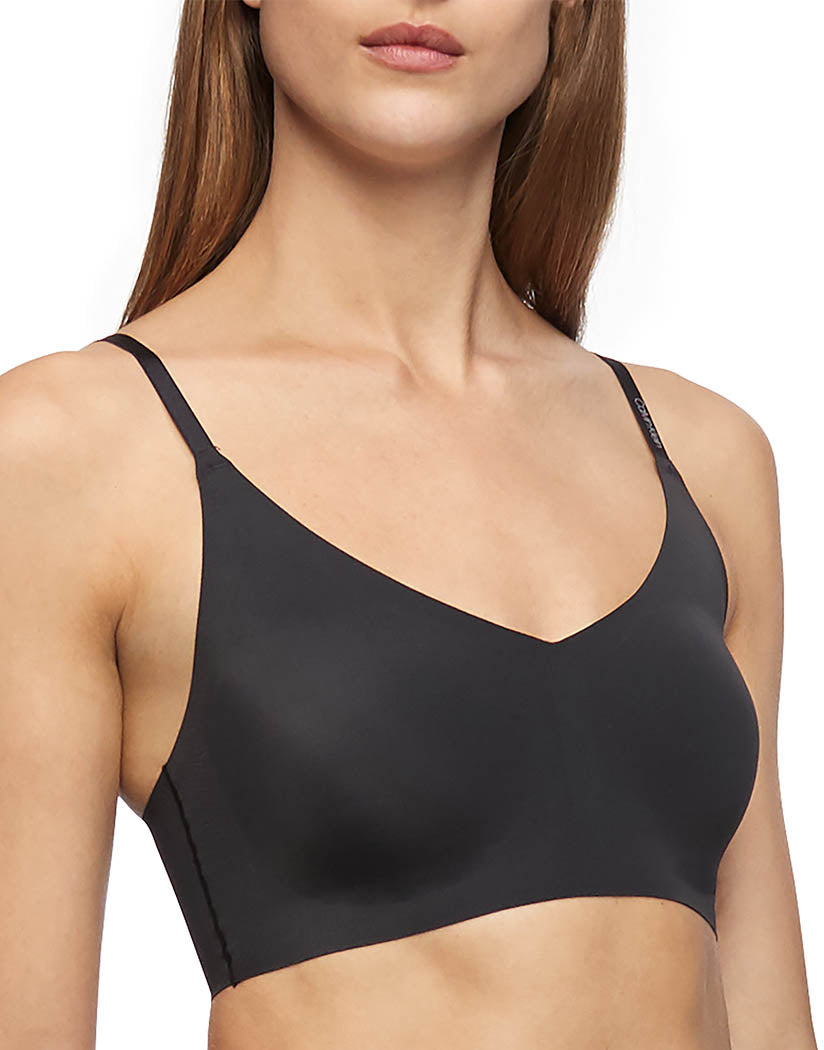 Black Side Calvin Klein Women Invisibles Wirefree Lightly Lined Triangle Bralette QF5753
