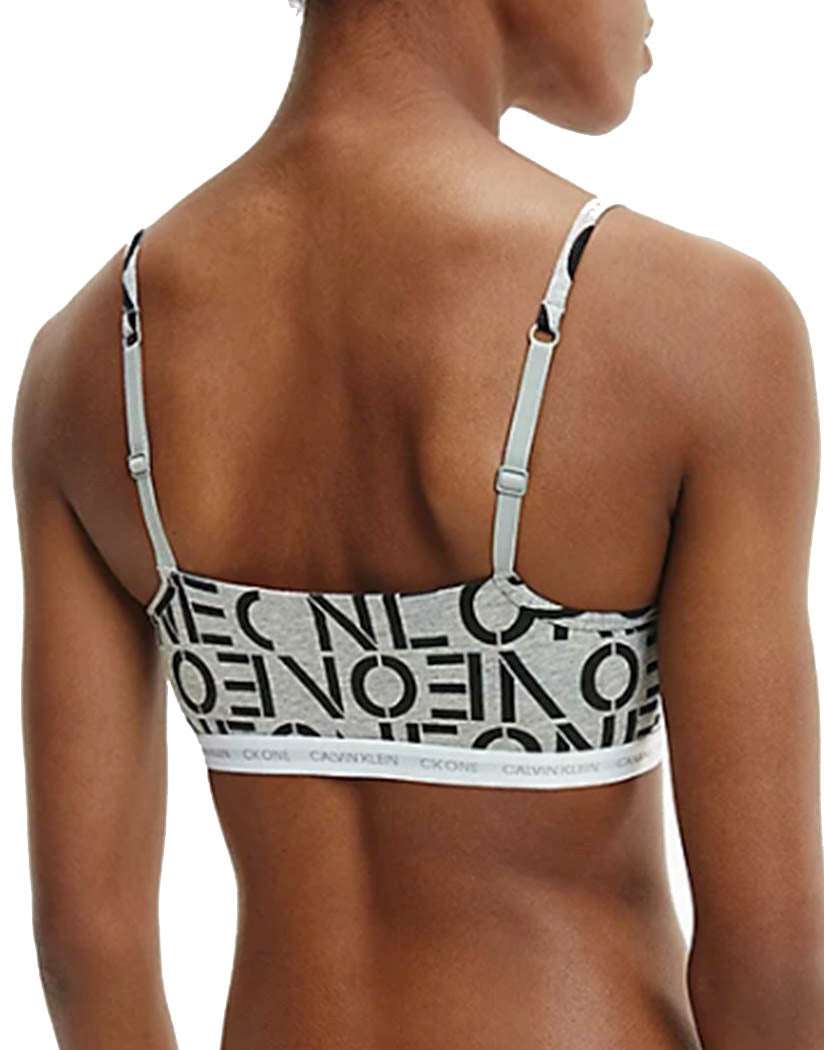 White Stencil One/ Grey Heather Back Calvin Klein CK One Cotton Unlined Bralette 2-Pack QF6040
